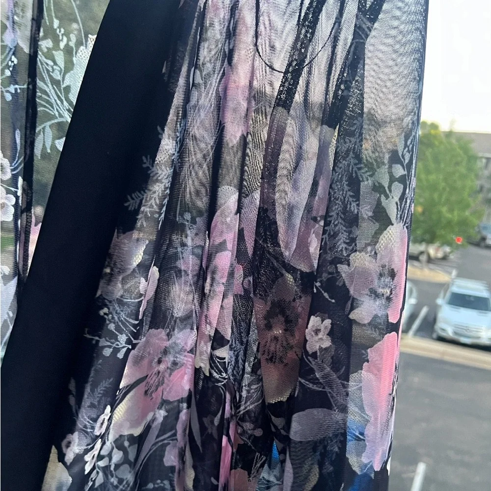 🆕 R&M Richards 22W Navy Pink Floral Mesh Jacket Kimono Cardigan Duster Plus Size - Picture 10 of 16